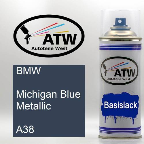 BMW, Michigan Blue Metallic, A38: 400ml Sprühdose, von ATW Autoteile West.